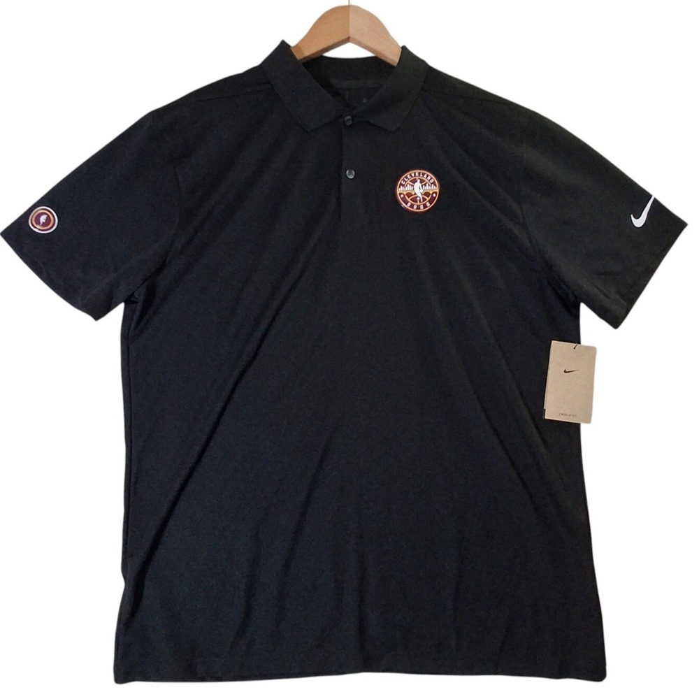 Cleveland Cavaliers Polo Shirt Men's Large Nike Dri Fit Black Performance NWT